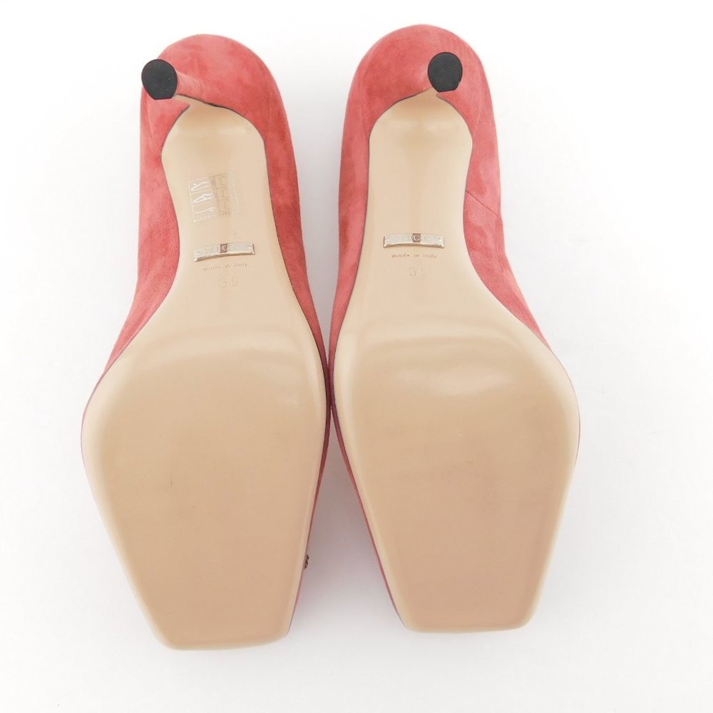 New GUCCI Crystal Tiger Snake Buckle Dusty Rose Pink Suede Leather Heel Pump 39 - Picture 8 of 9